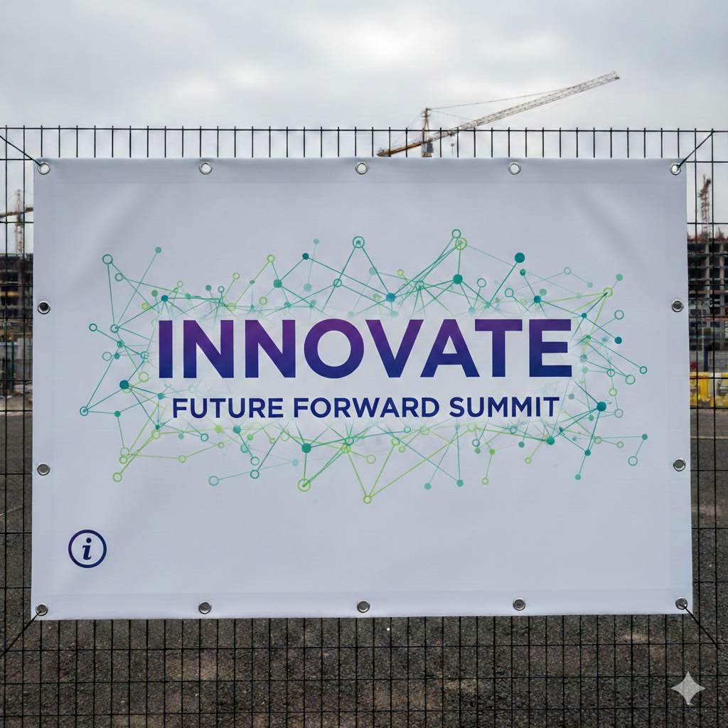 Striscione stampato con rinforzo perimetrale e occhiellato 200x100 cm